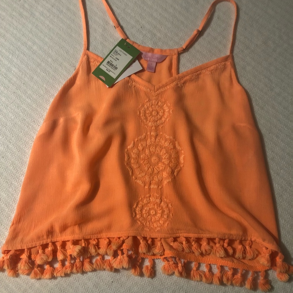 Lilly Pulitzer Creamsicle Colored Fringed Crop Top